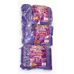 LOT OF 3 PURPLE 1 LB BAGS OF100%  ACRYLIC YARN.