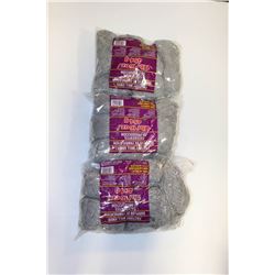 LOT OF 3 GREY 1 LB BAGS OF 100% ACRYLIC YARN