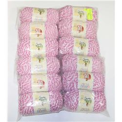 LOT OF 12 BERNAT BABY BLANKET PINK TWIST YARN