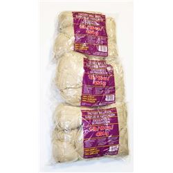 LOT OF 3 TAN 1 LB BAGS OF100% ACRYLIC YARN.