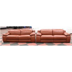 NEW BROWN GENUINE LEATHER 84" ELECTRIC RECLINING