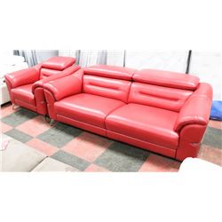 NEW RED GENUINE LEATHER ELECTRIC RECLINING