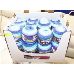 BOX OF 24 BERNAT POP YARN 140, BLUE BLAZE