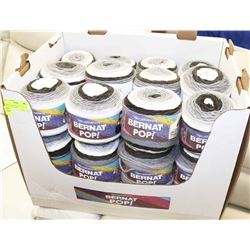 BOX OF 24 BERNAT POP YARN 140, EBONY AND IVORY