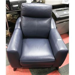 NEW BLUE GENUINE LEATHER ELECTRIC RECLINING CHAIR