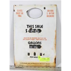 GAS PUMP FRONT PLATE PORCELAIN