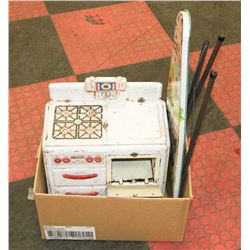 1950'S METAL KIDS STOVE AND IRONING BOARD