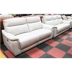 NEW OFF WHITE GENUINE LEATHER ELECTRIC RECLINING