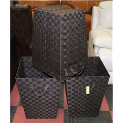 LOT OF 3 LARGE BROWN MULTI-USE BASKETS