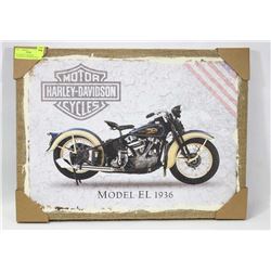 NEW HARLEY DAVIDSON MOTORCYCLE FRAMED BURLAP