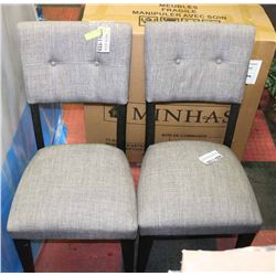 PAIR OF SIDE CHAIRS GREY FABRIC