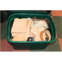 TOTE OF LEATHER CRAFTING SUPPLIES