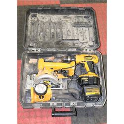 1) DEWALT TOOL KIT INCL FLASHLIGHT, 5" SAW, 18V