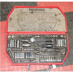 65) 85 PIECE 1/4" AND 3/8" DRIVE SET.