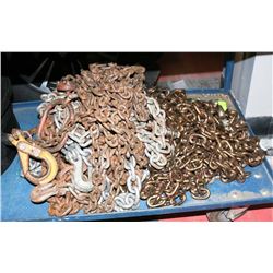 183) NINE 16FT 3/8" CHAINS WITH HOOKS ON BOTH ENDS