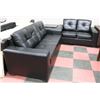Image 1 : NEW BLACK LEATHERETTE SOFA WITH LOVE SEAT