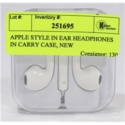 APPLE STYLE IN EAR HEADPHONES IN CARRY CASE, NEW