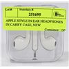 Image 1 : APPLE STYLE IN EAR HEADPHONES IN CARRY CASE, NEW