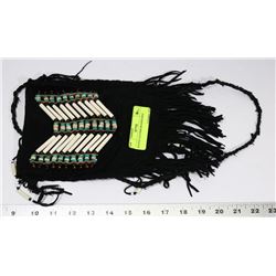 NATIVE LEATHER BEADED BAG.
