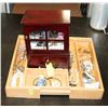 Image 1 : SMALL JEWELLERY BOX WITH CONTENTS 15.5" X 13"