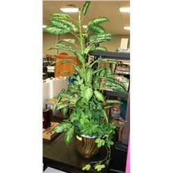 4.5FT DIEFFENBACHIA  ARTIFICIAL PLANT IN BRASS POT