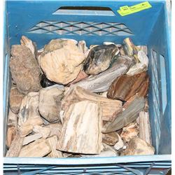 CRATE OF PETRIFIED WOOD, OVER 100PIECES.