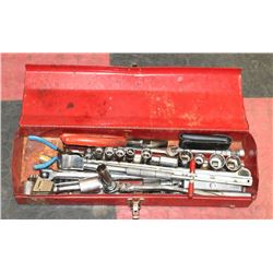 RED TOOL BOX WITH CONTENTS