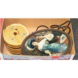 VINTAGE COOKIE JAR WITH PEPSI SIGN & MOSQUITO LAMP