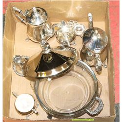 FLAT OF SILVER PLATED ON BRASS TEA SET