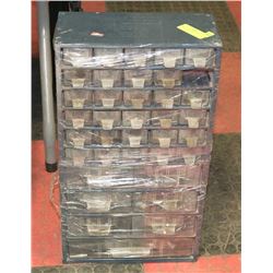 PARTS BIN WITH CONTENTS.