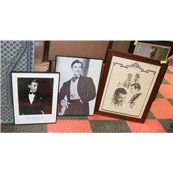3 NOSTALGIC CLARK GABLE PRINTS, FRAMED