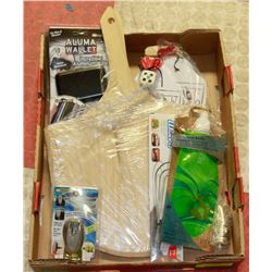 FLAT OF HOUSEHOLD INCLUDES WOOD CUTTING BOARD, 2