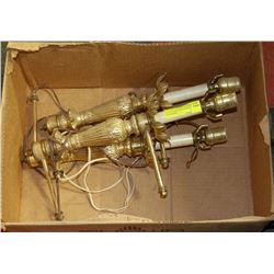 LOT OF 3 GOLD COLOUR WALL CHANDELIERS