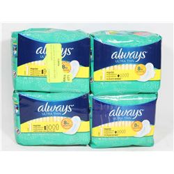 4 PACKS OF ALWAYS ULTRA THIN REGULAR PADS