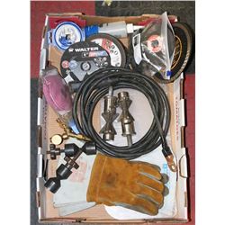 LARGE FLAT OF WELDER'S ACCESSORIES -