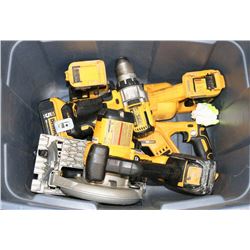 BOX OF DEWLT 20V CORDLESS POWER TOOLS INCLUDING,