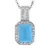 Image 1 : 14KT White Gold 3.88ct Turquoise and Diamond Pendant with Chain