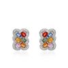 Image 1 : 14KT White Gold 6.82ctw Multi Color Sapphire and Diamond Earrings