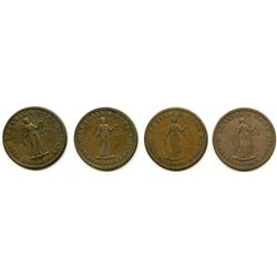 Lot of Four Upper Canada Lesslie Half Penny Tokens.