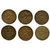 Image 2 : Lot of Six Lower Canada Half Penny Tokens.