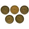 Image 2 : Lot of Five Nova Scotia Half Penny Tokens.