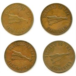 Lot of Four PEI Half Penny Tokens.