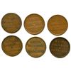 Image 2 : Lot of Six Ships Colonies & Commerce Half Penny Tokens.