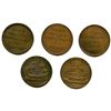 Image 2 : Lot of Five Anonymous Half Penny Tokens.