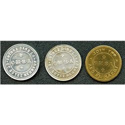 Lot of Three Ontario Tokens.