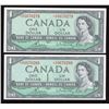 Image 1 : Bank of Canada $1, 1954 - Lot of 2 Consecutive Replacements