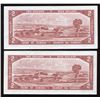 Image 2 : Bank of Canada $2, 1954 - Lot of 2 Cool Serial Numbers