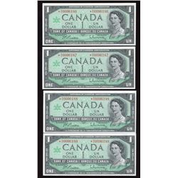 Bank of Canada $1, 1967 - Lot of 4 Consecutive Replacements