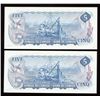 Image 2 : Bank of Canada $5, 1972 - Lot of 2 Consecutive Replacements