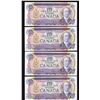 Image 1 : Bank of Canada $10, 1971 - Lot of 4 Consecutive Low Serial Numbers